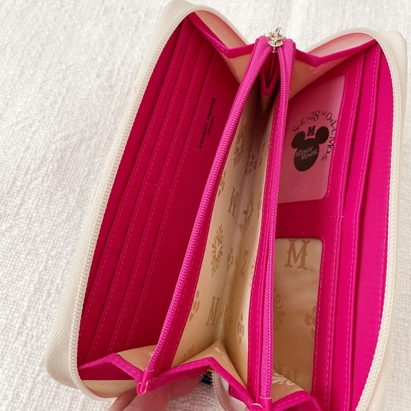 Mickey Mouse Blue, Pink, & Cream Stripe Zip Around Continental Wallet - Picture 5 of 9